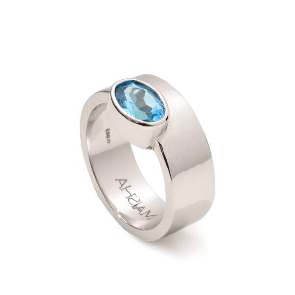 Azula Lujain  925 Silver Blue Topaz Statement Ring – Rhodium Plating