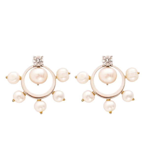 Constellation – كوكبة Statement Earrings – 925 Silver Celestial Moissanite and Pearl Drop Earrings